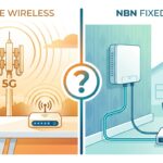 Split frame infographic comparing 5G home wireless with the NBN