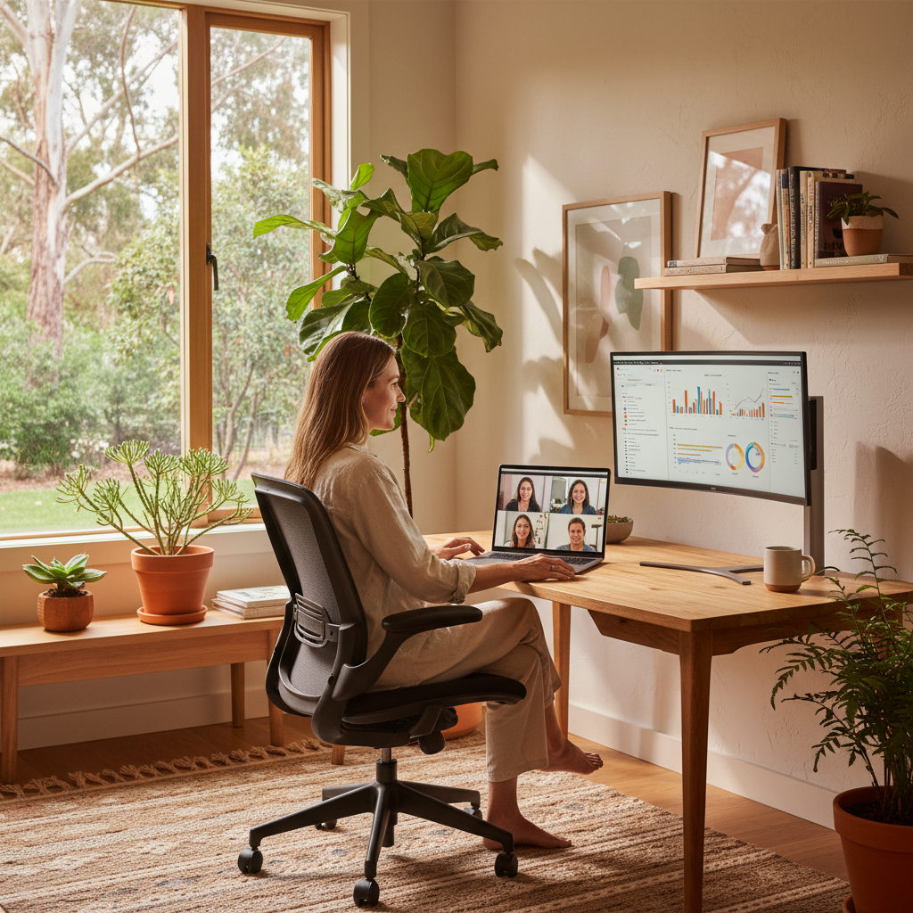Person working from home using broadband internet
