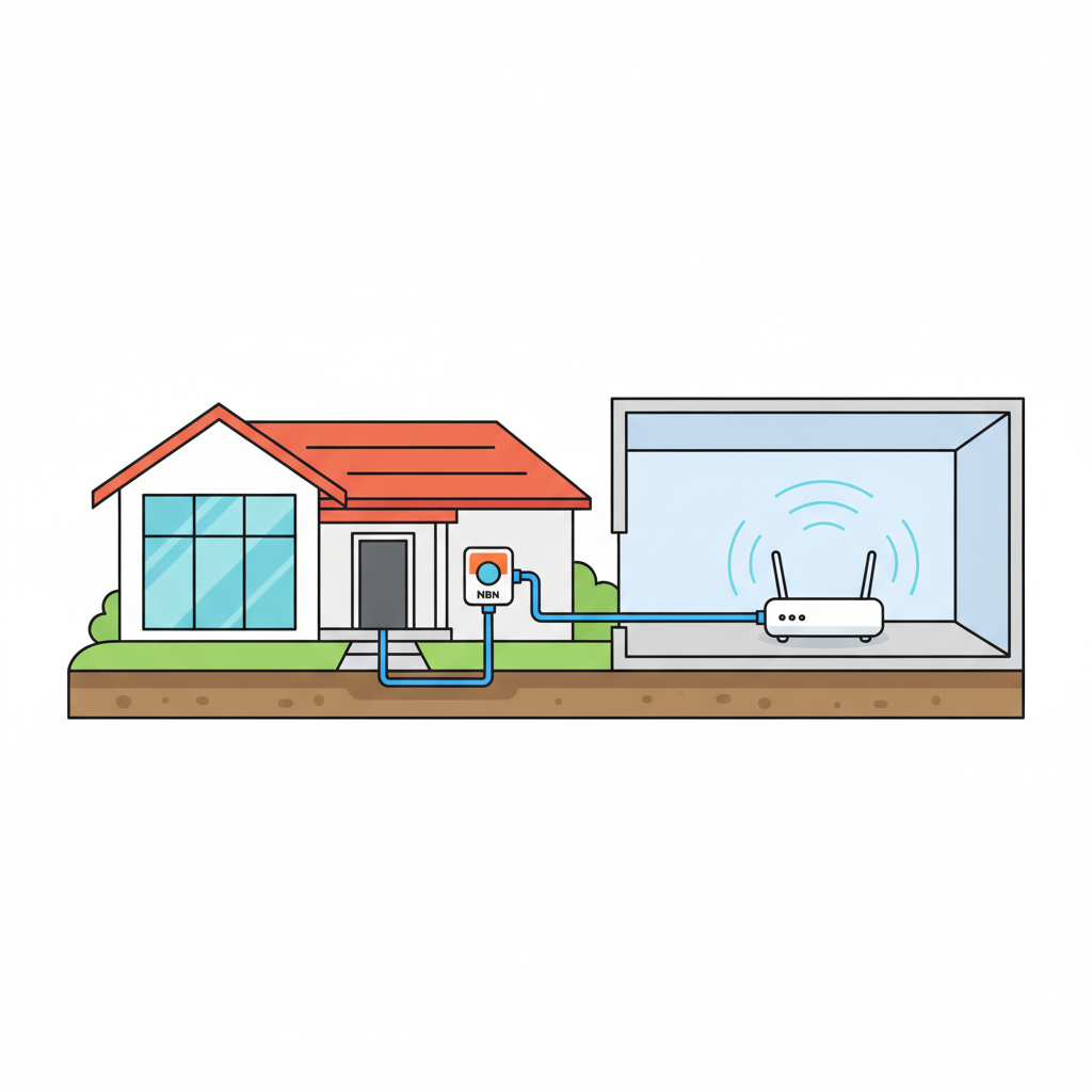Illustration showing steps to connect to NBN broadband in Australia