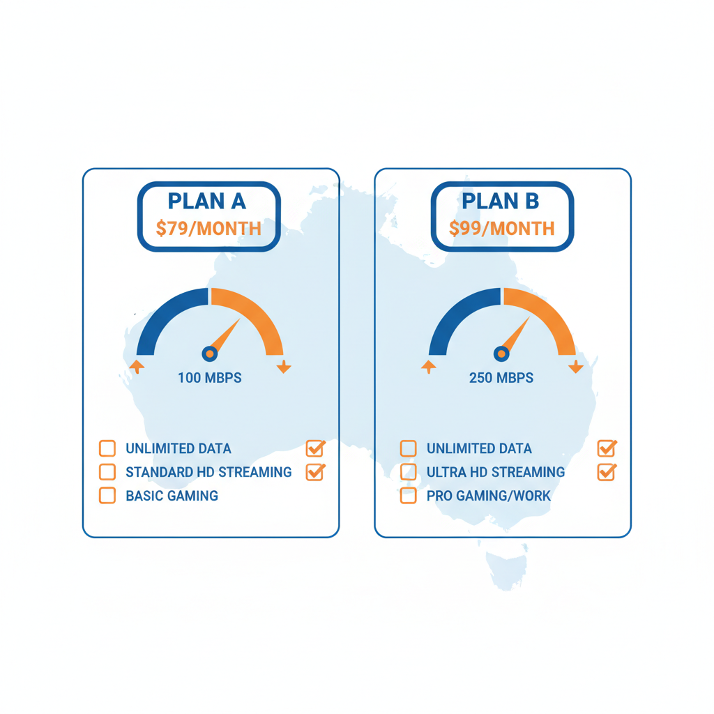 Infographic comparing NBN broadband plans in Australia