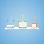 Illustration of a modem router, router and mesh unit, for the NBN modems and routers guide