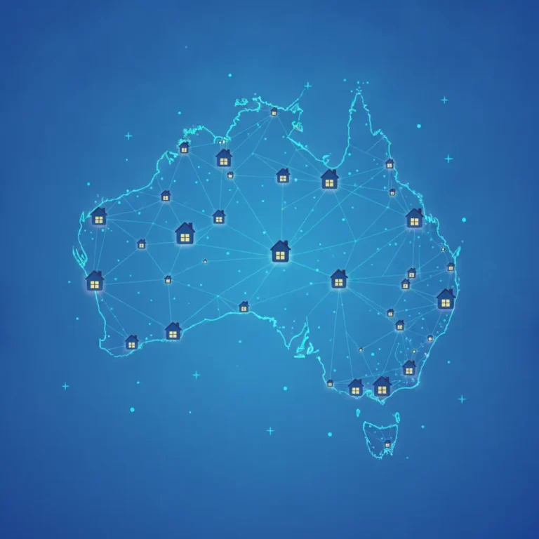 Illustration of Australia as a connected network of homes, explaining what the NBN is