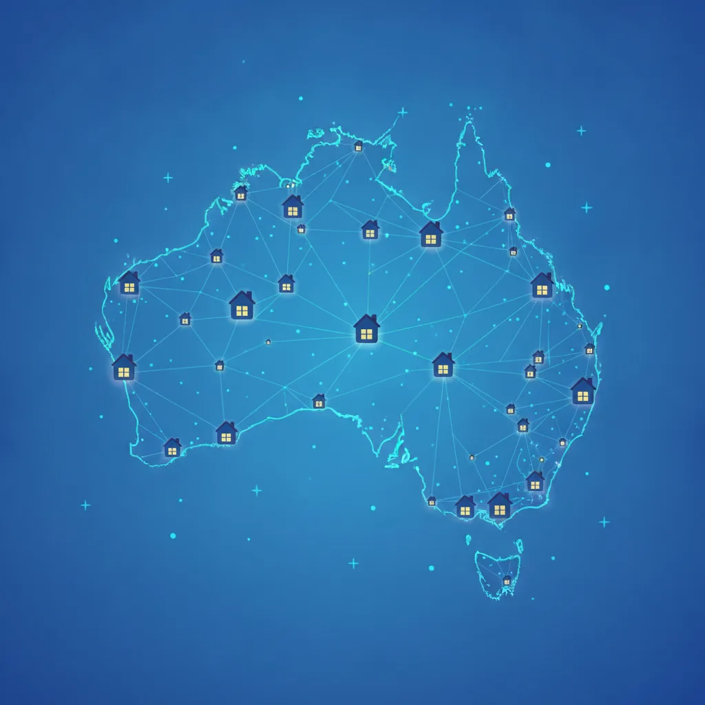 Illustration of Australia as a connected network of homes, explaining what the NBN is